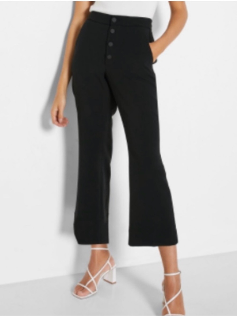 NWT Banana Republic High Rise Crop Flare Black Trouser Dress Pants Sz 4 Stretch
